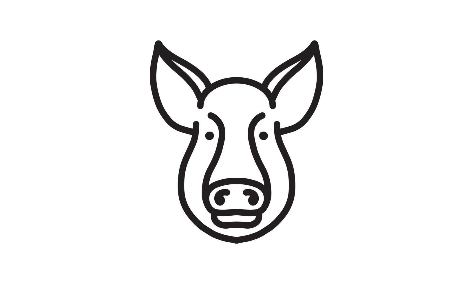 ícone de linha de vetor de porco, arte de linha de vetor de cabeça de animal, ilustração de animal isolado para logotipo desain
