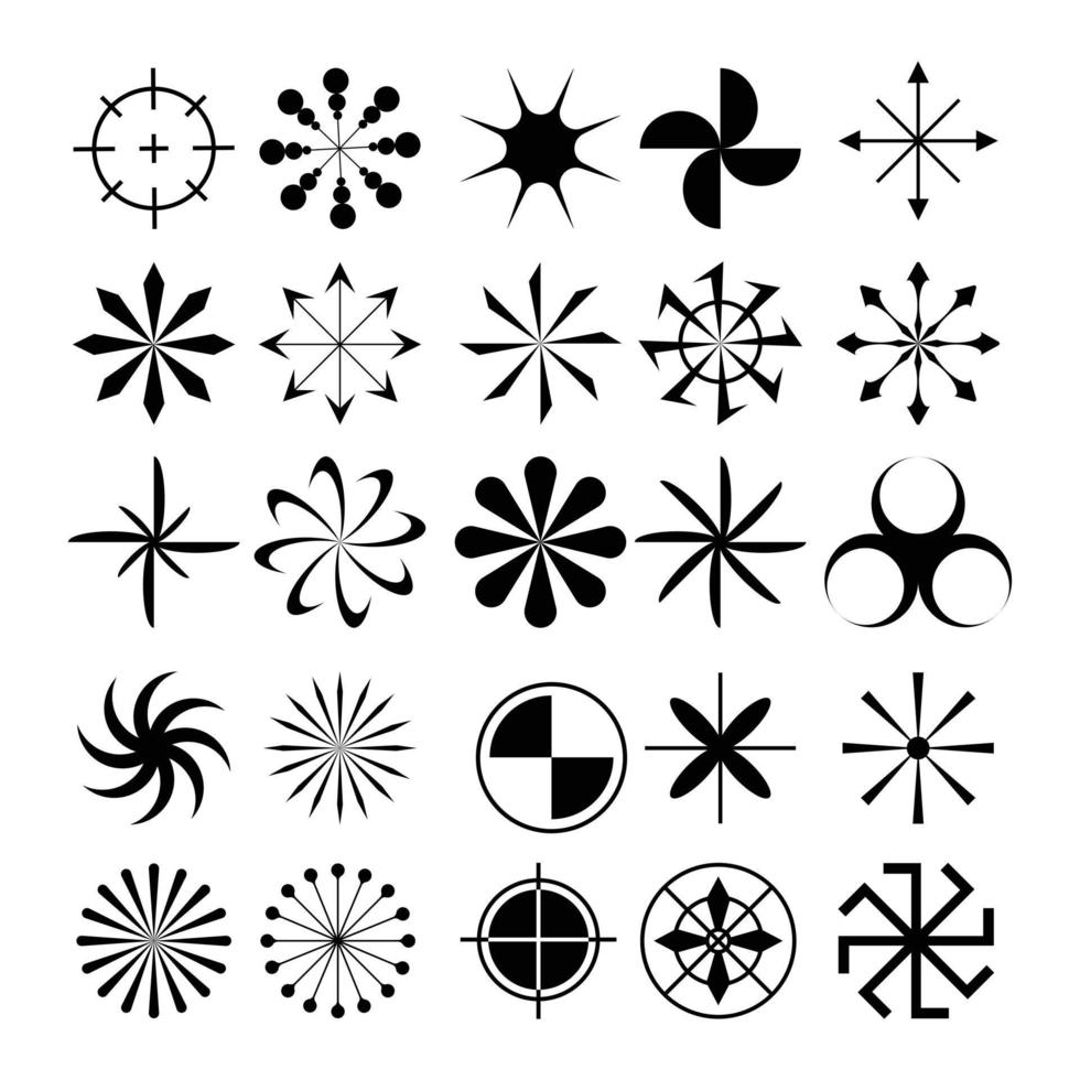 conjunto de coleção de ícones de estrelas em vários estilos. várias formas de estrelas que são adequadas para elementos como flocos de neve, itens cintilantes, decoração, etc. vetor