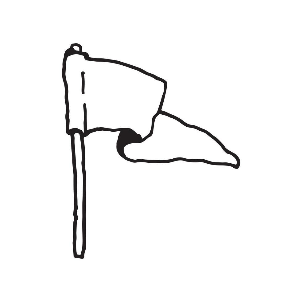 uma bandeira branca com uma ilustração do doodle do pólo curto. desenho simples desenhado à mão que é adequado para um design de tema de desenho animado. vetor