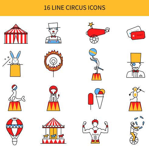 Conjunto de ícones de linha de circo vetor