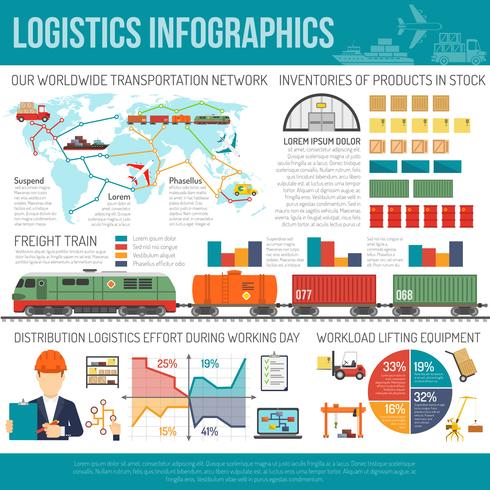 Gráfico de infográficos de rede de empresa de logística internacional vetor