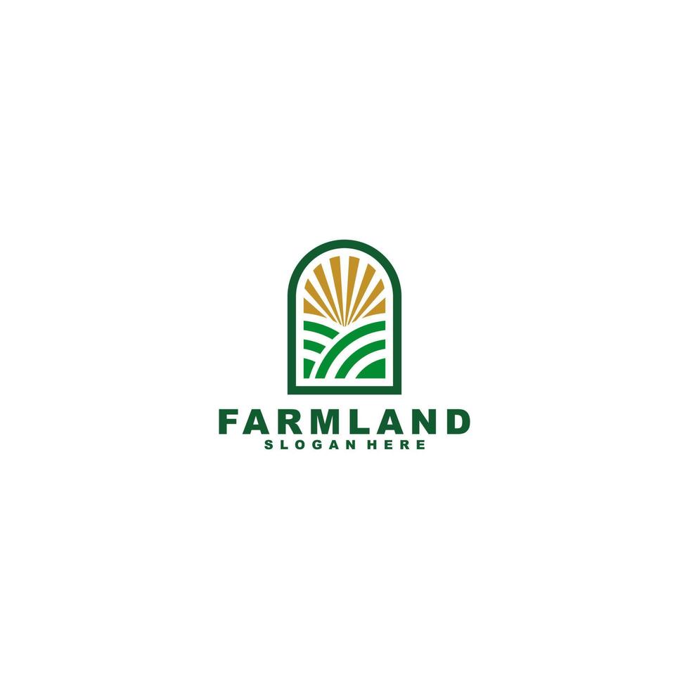 modelo de logotipo de terras agrícolas em fundo branco vetor