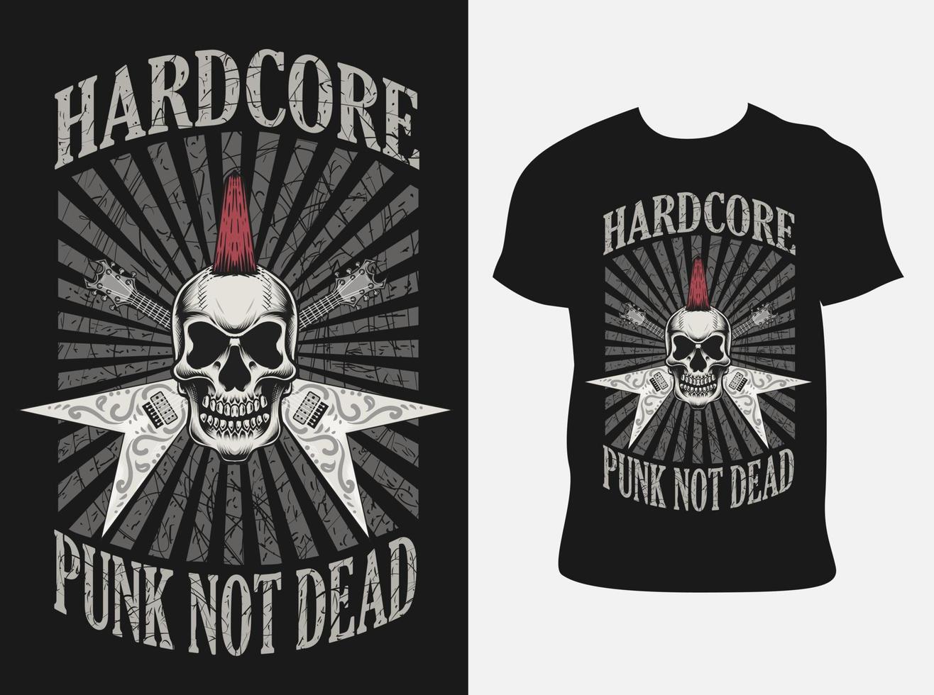 ilustração vetorial crânio punk hardcore com design de camiseta vetor