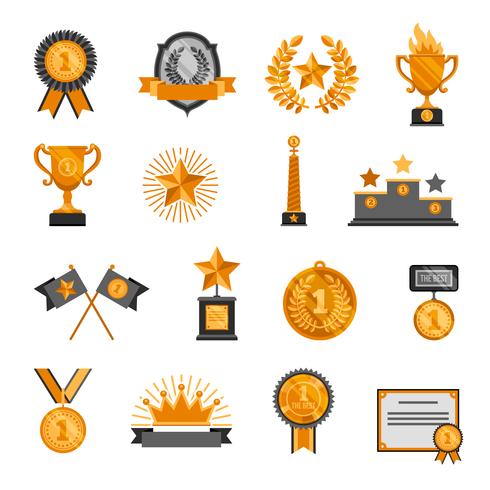 Conjunto de ícones de troféu e prêmios vetor