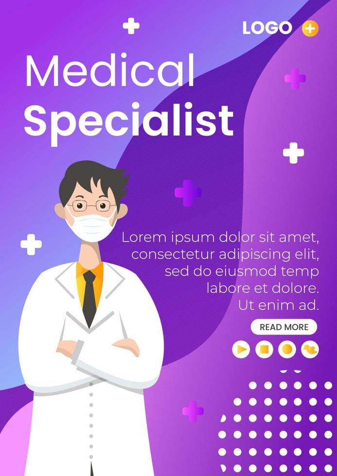 ilustração de design plano de modelo de folheto de saúde médica editável de fundo quadrado adequado para mídia social, feed, cartão, saudações e anúncios de internet na web vetor