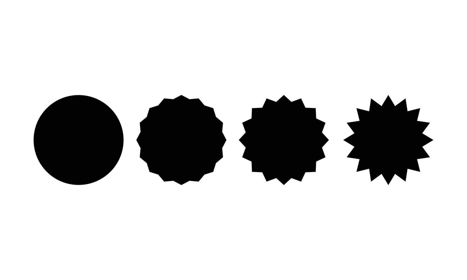 forma redonda e estrela básica definida para venda de adesivo na cor preta, isolado no fundo branco. design de vetor de elemento para rótulo, tag, promoção, modelo, campanha, etc.
