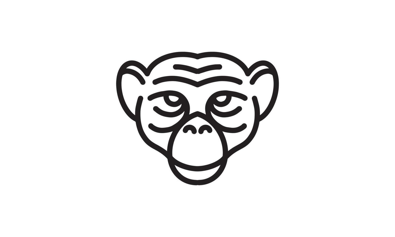 ícone de linha de vetor de chimpanzé, arte de linha de vetor de cabeça de animal, ilustração de animal isolado para logotipo desain