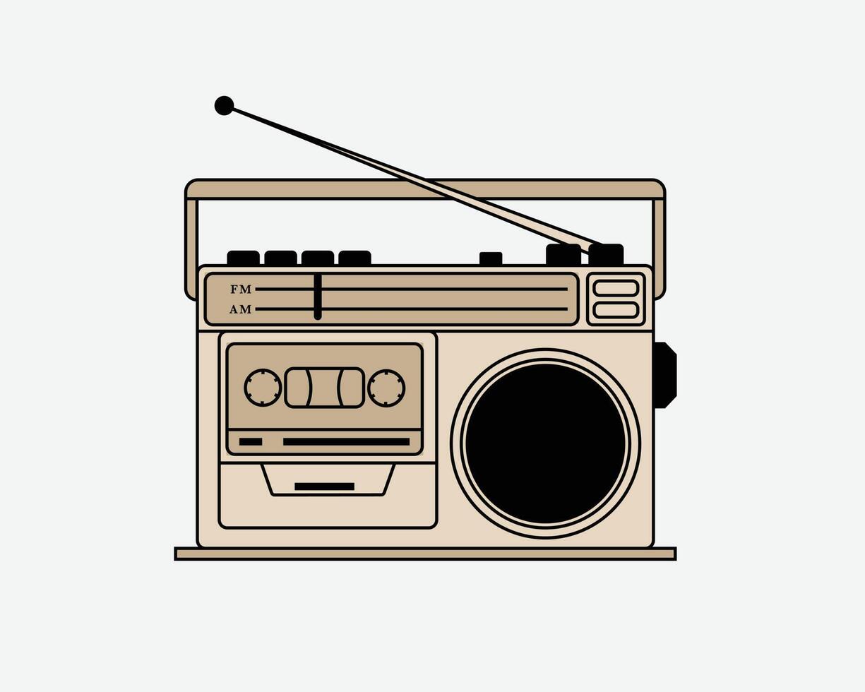 uma ilustração de rádio analógico. uma coleção de rabiscos coloridos desenhados à mão em gráficos vetoriais para design de elementos criativos. vetor