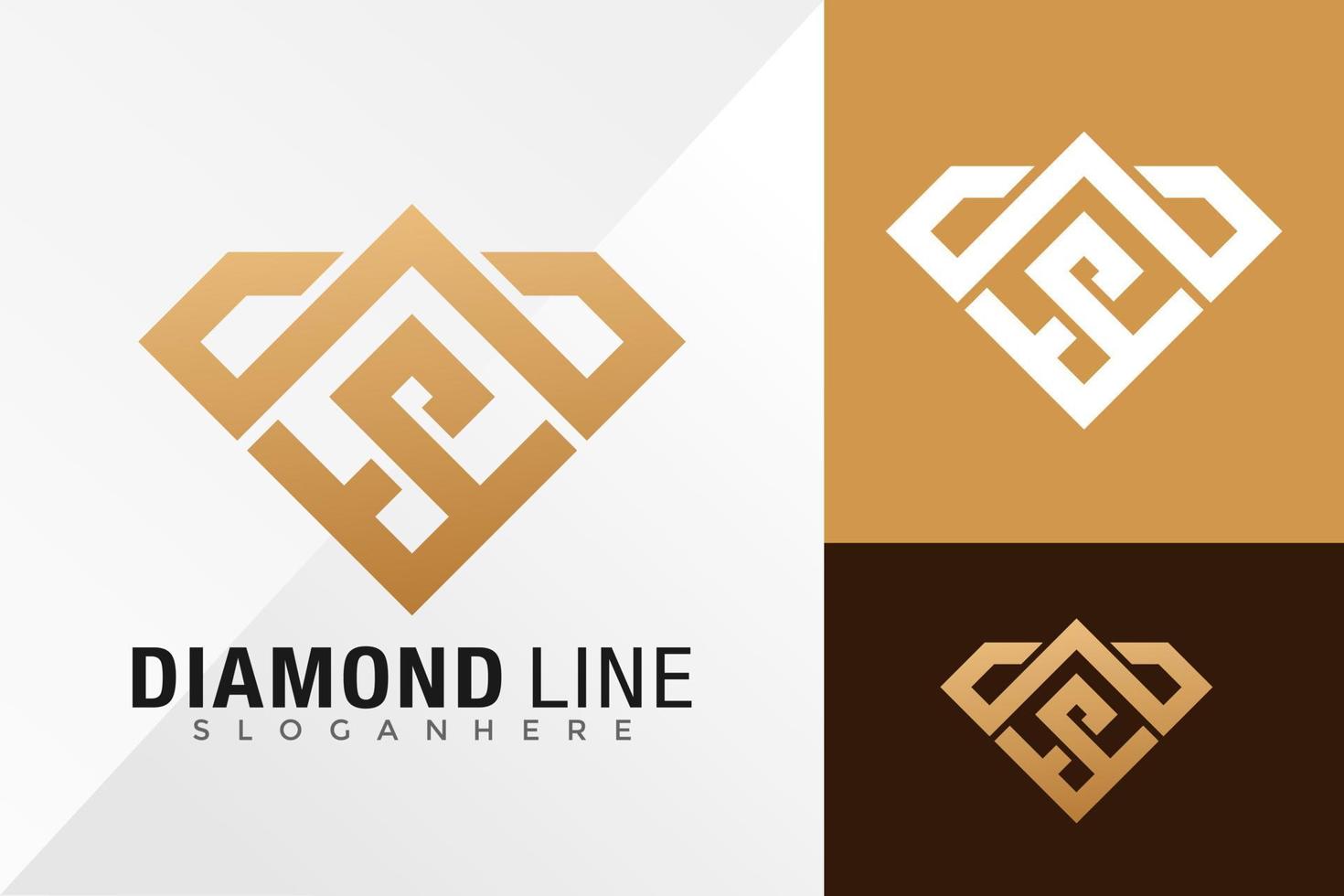 modelo de ilustração vetorial luxo diamante linha arte design de logotipo vetor