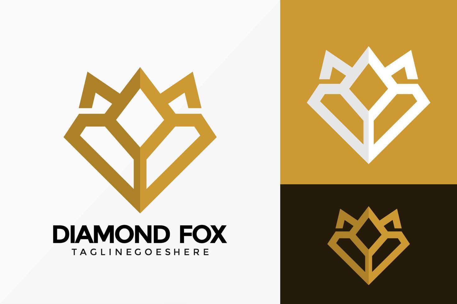 design de vetor de logotipo de raposa de diamante dourado premium. emblema abstrato, conceito de projetos, logotipos, elemento de logotipo para modelo.