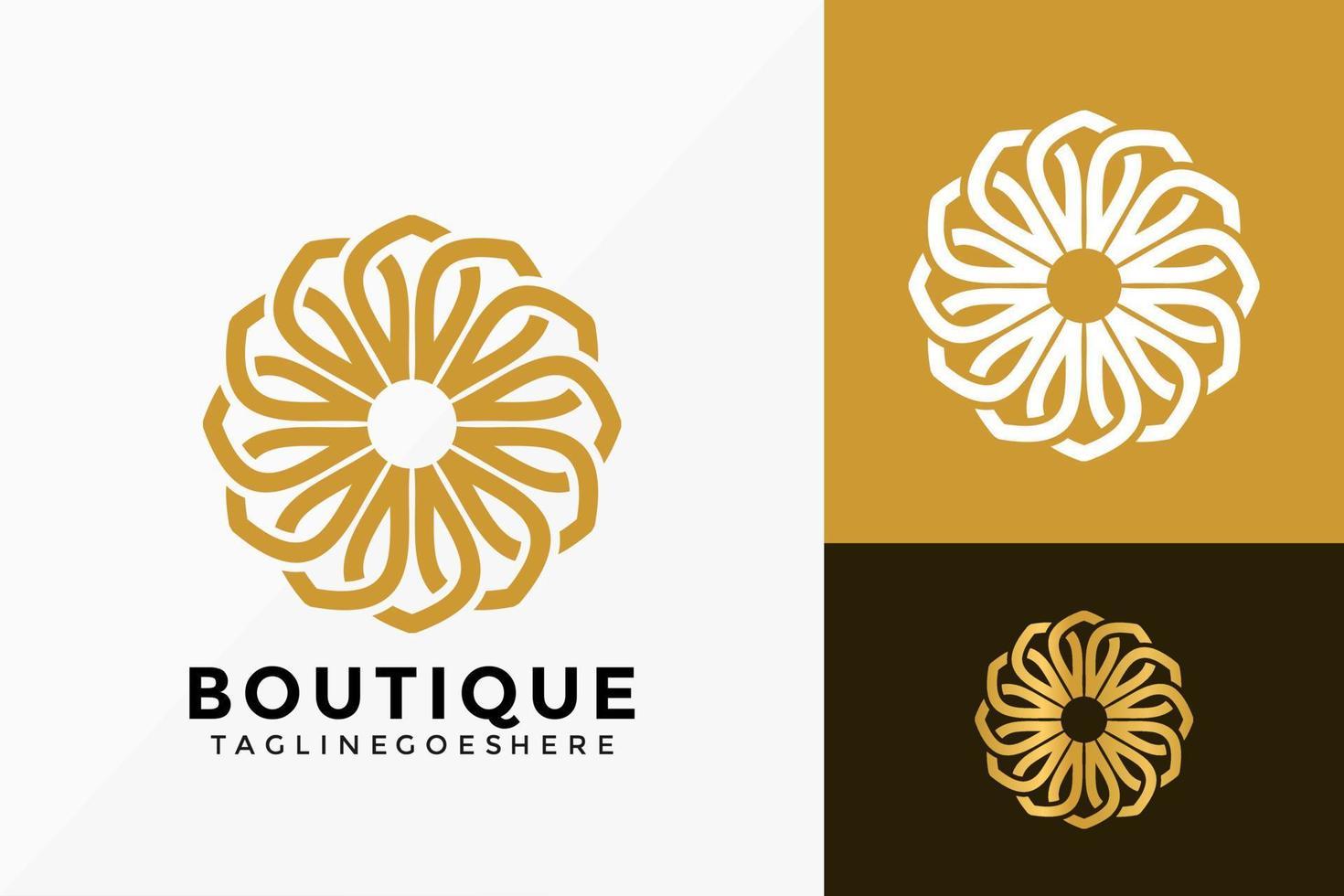 design de vetor de logotipo de boutique de flores de luxo. emblema de identidade de marca, conceito de projetos, logotipos, elemento de logotipo para modelo.