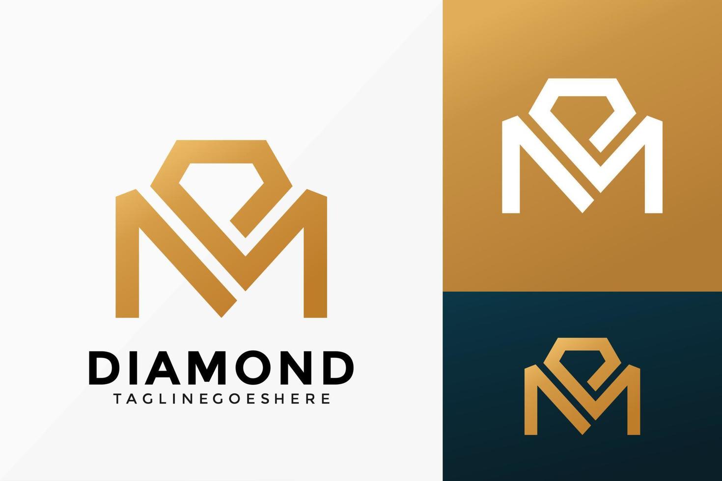 design de vetor de logotipo de diamante premium m. emblema abstrato, conceito de projetos, logotipos, elemento de logotipo para modelo.