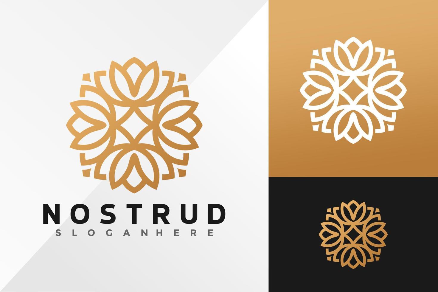 modelo de ilustração vetorial de design de logotipo de flor dourada vetor