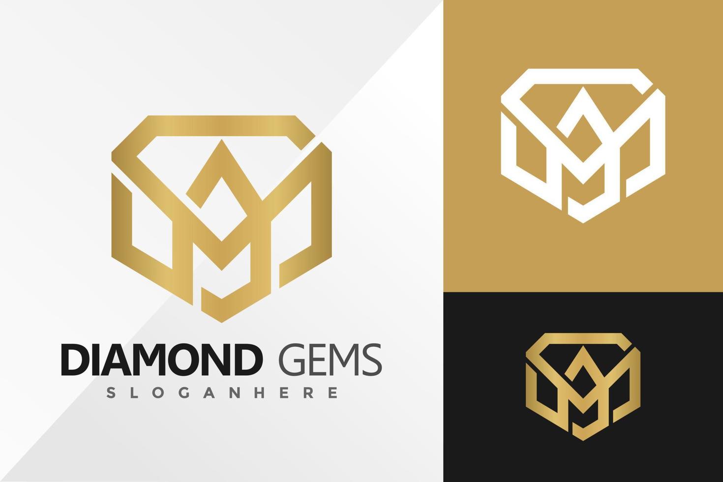 letra m diamante gemas design de logotipo ilustração vetorial modelo vetor