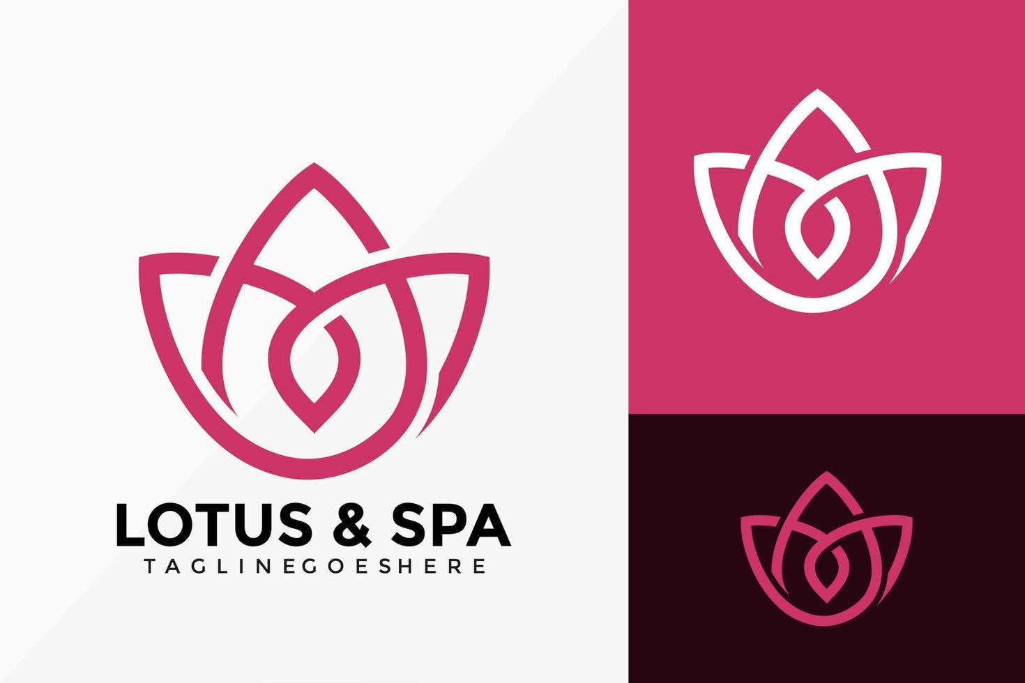 design de vetor de logotipo de lótus spa de luxo linha arte. emblema abstrato, conceito de projetos, logotipos, elemento de logotipo para modelo.