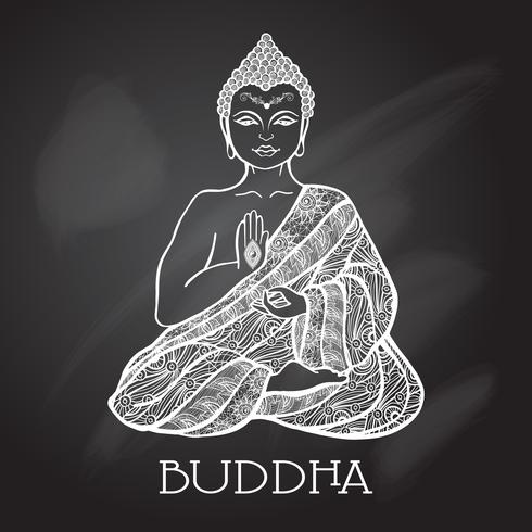 Ilustração de Buda de quadro de giz vetor
