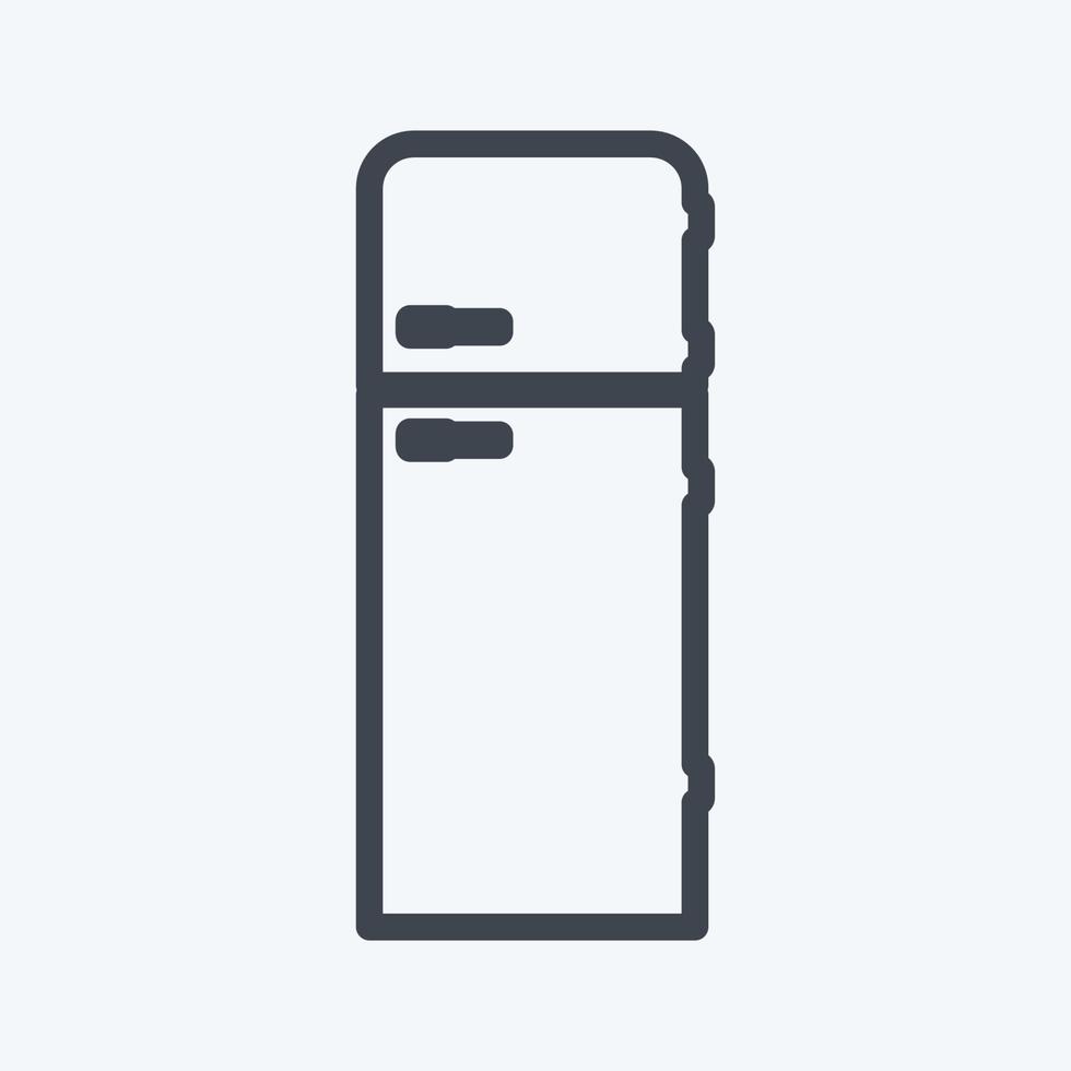 ícone geladeira - estilo de linha - ilustração simples, traço editável vetor
