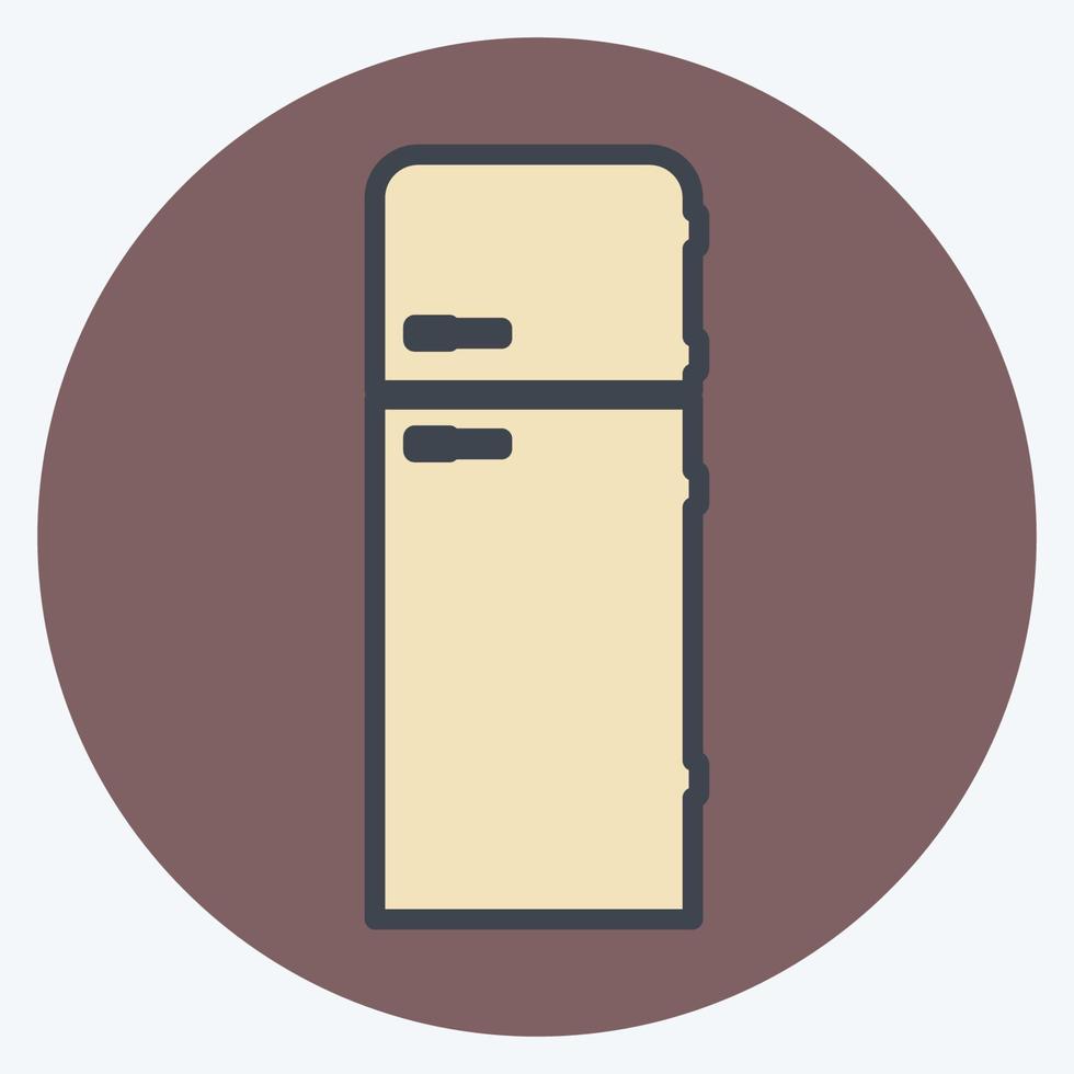 ícone geladeira - estilo de cor mate - ilustração simples, traço editável vetor