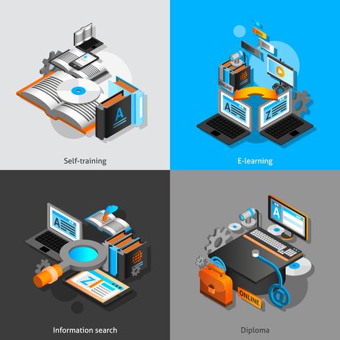 Conjunto isométrico de e-learning vetor