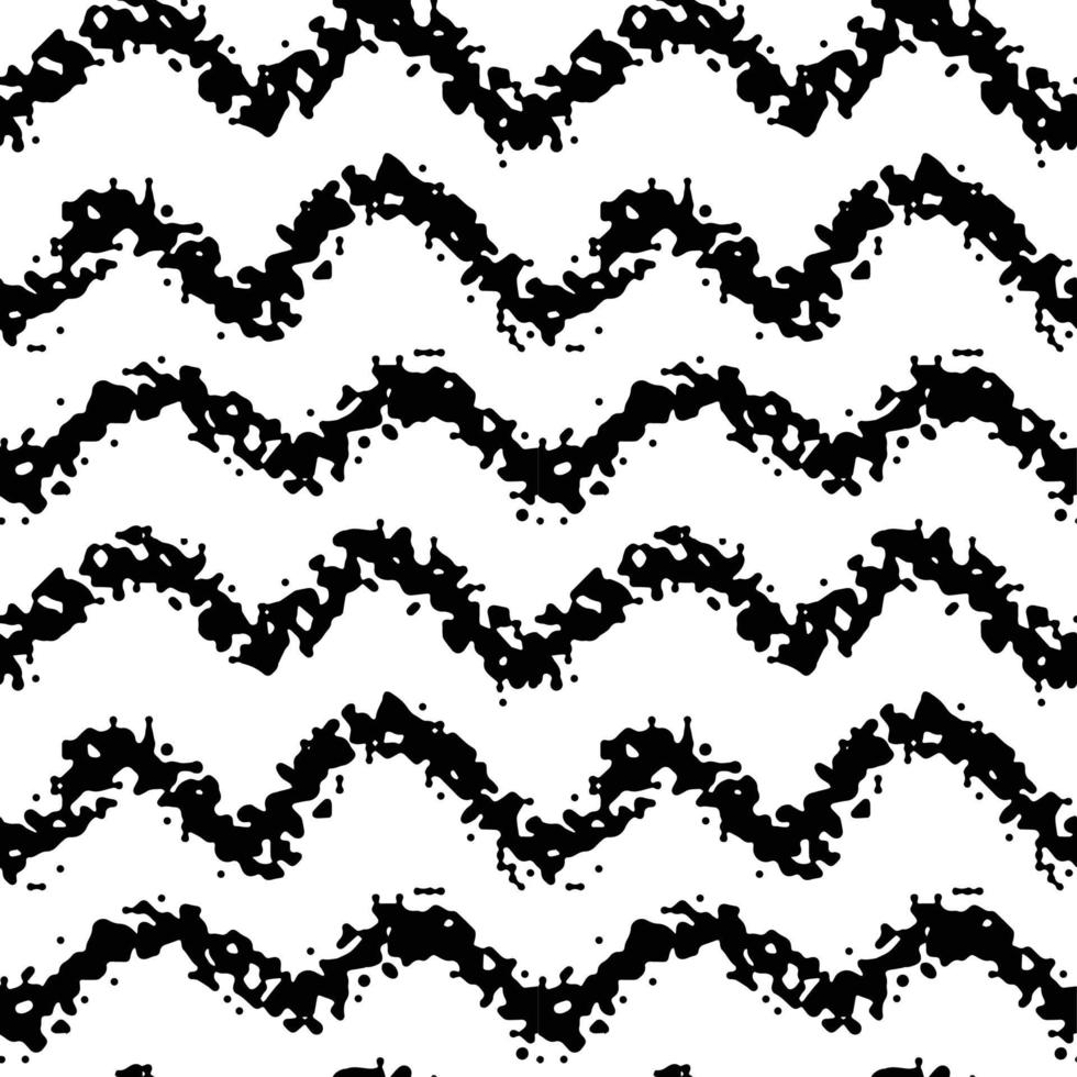 chevron ziguezague linha preto e branco mão desenhada tinta simples pincelada padrão sem emenda. ilustração vetorial para plano de fundo, tecido de linho de cama, papel de embrulho, scrapbooking vetor