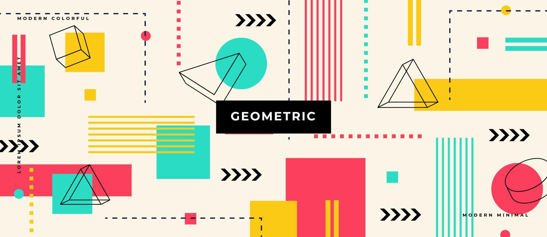 formas geométricas e composição animadas de bauhaus ou memphis. elementos retro, plano de fundo padrão geométrico. vetor