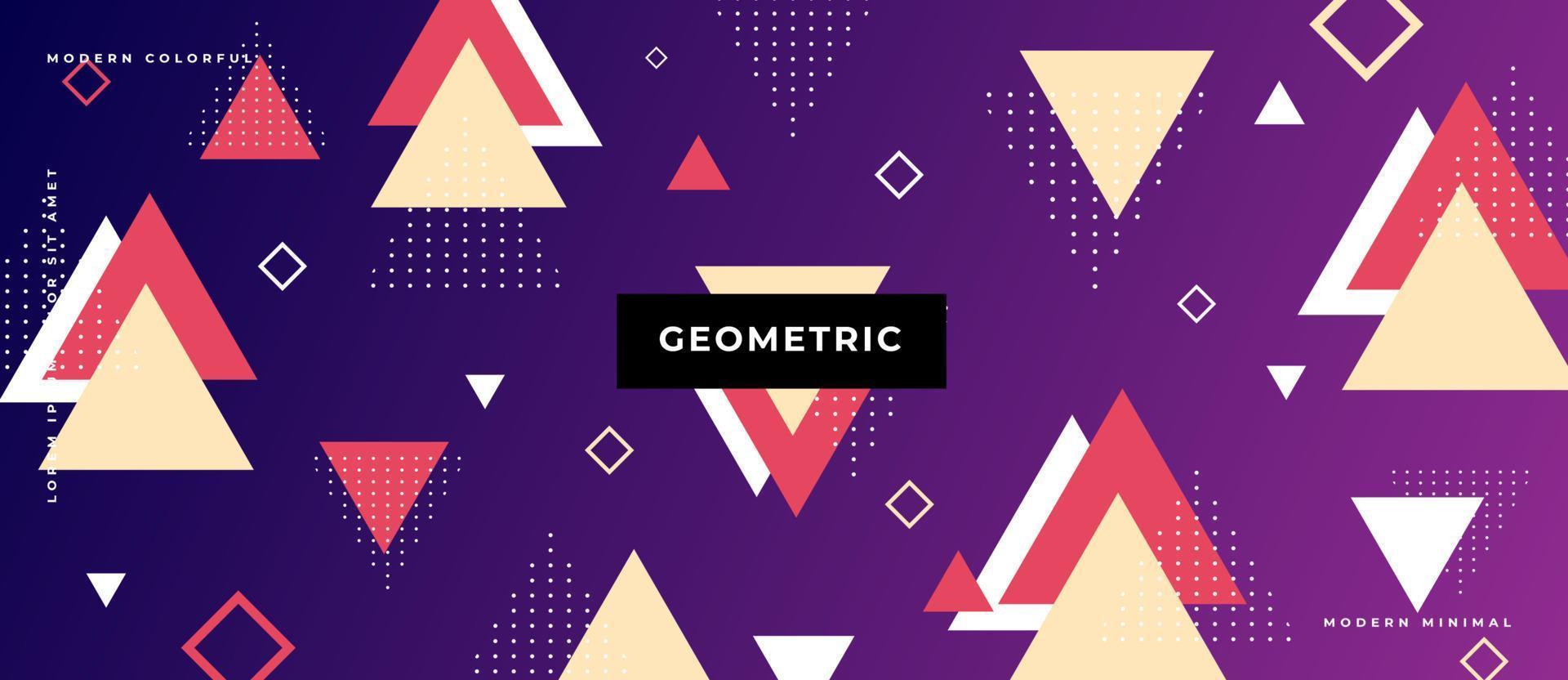 fundo do teste padrão do triângulo geométrico com arte abstrata da cor da forma em movimento e fundo gradiente da geometria suíça. vetor
