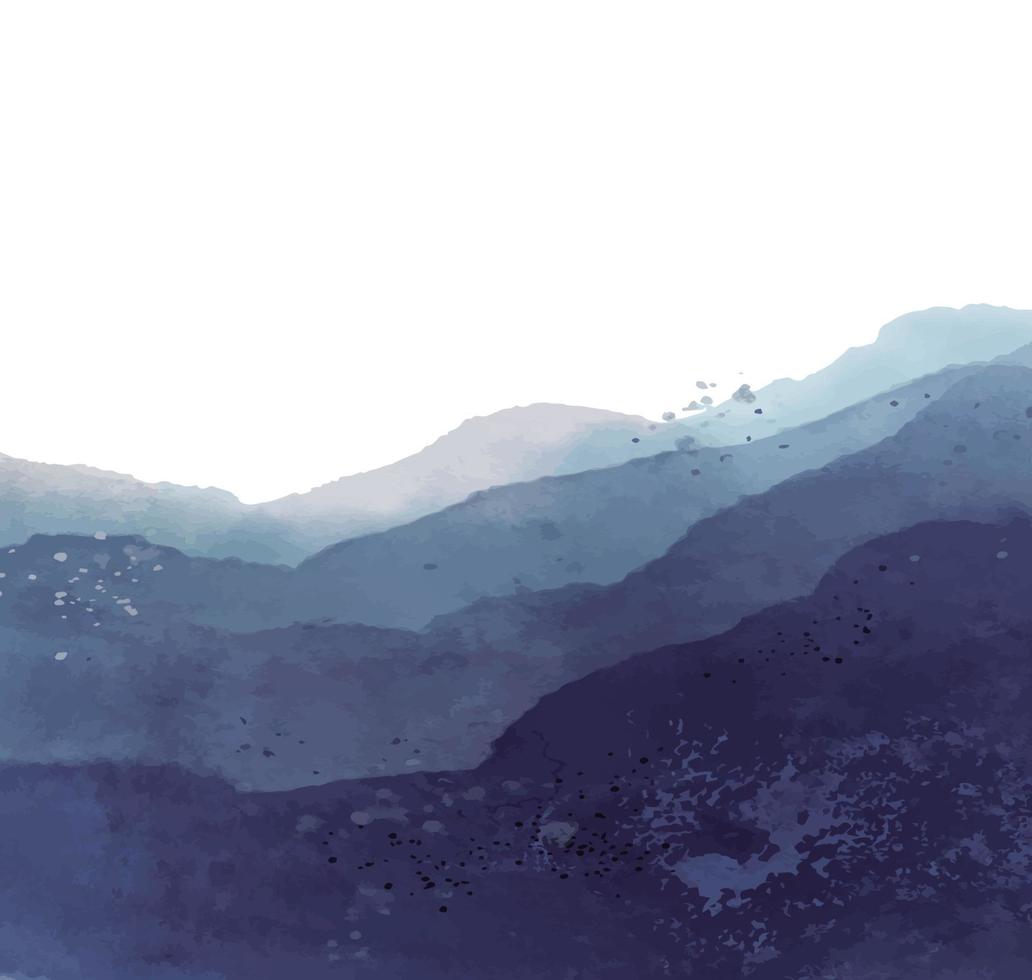 fundo aquarela de montanhas azuis vetor