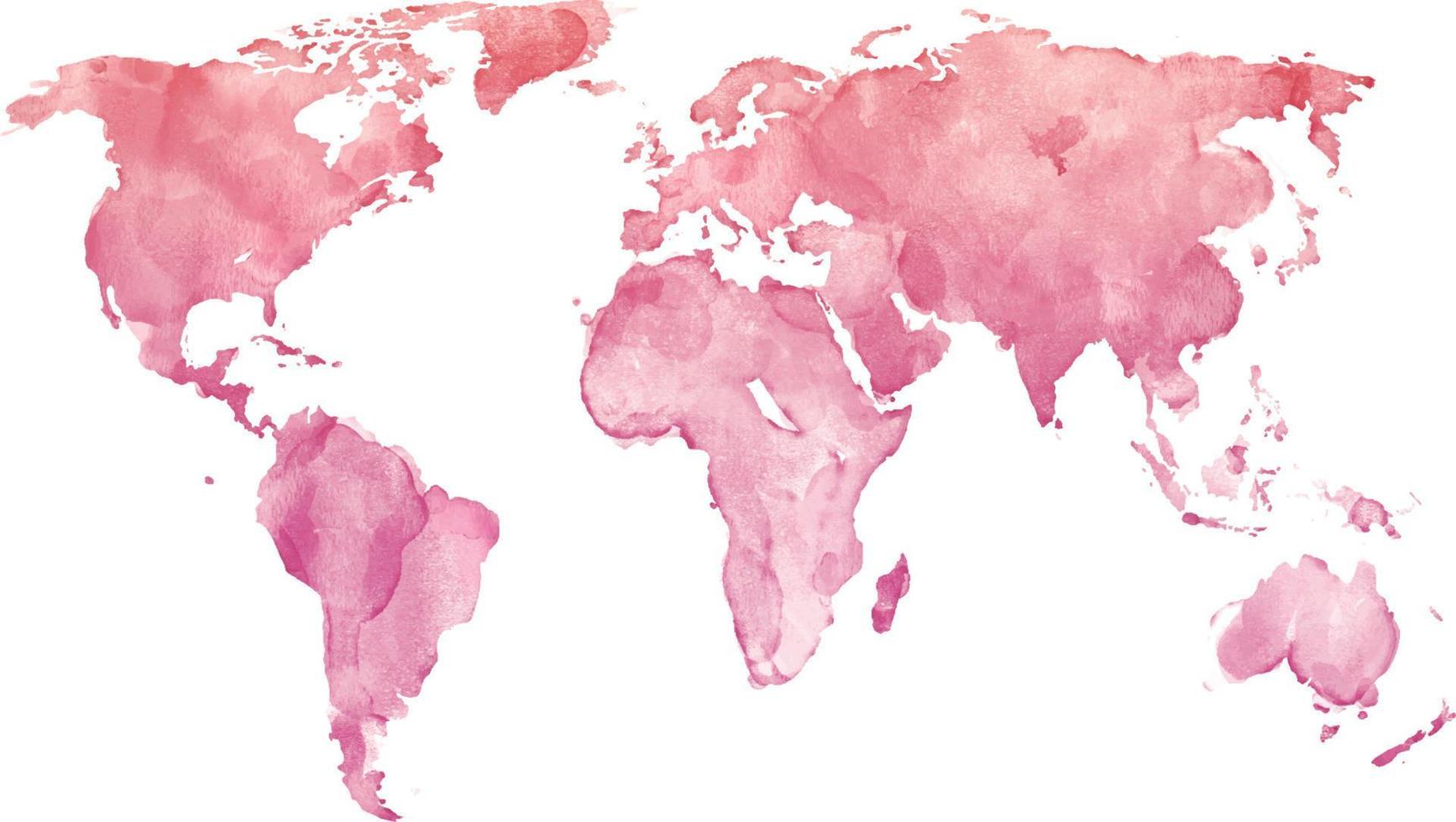 mapa-múndi aquarela rosa vetor