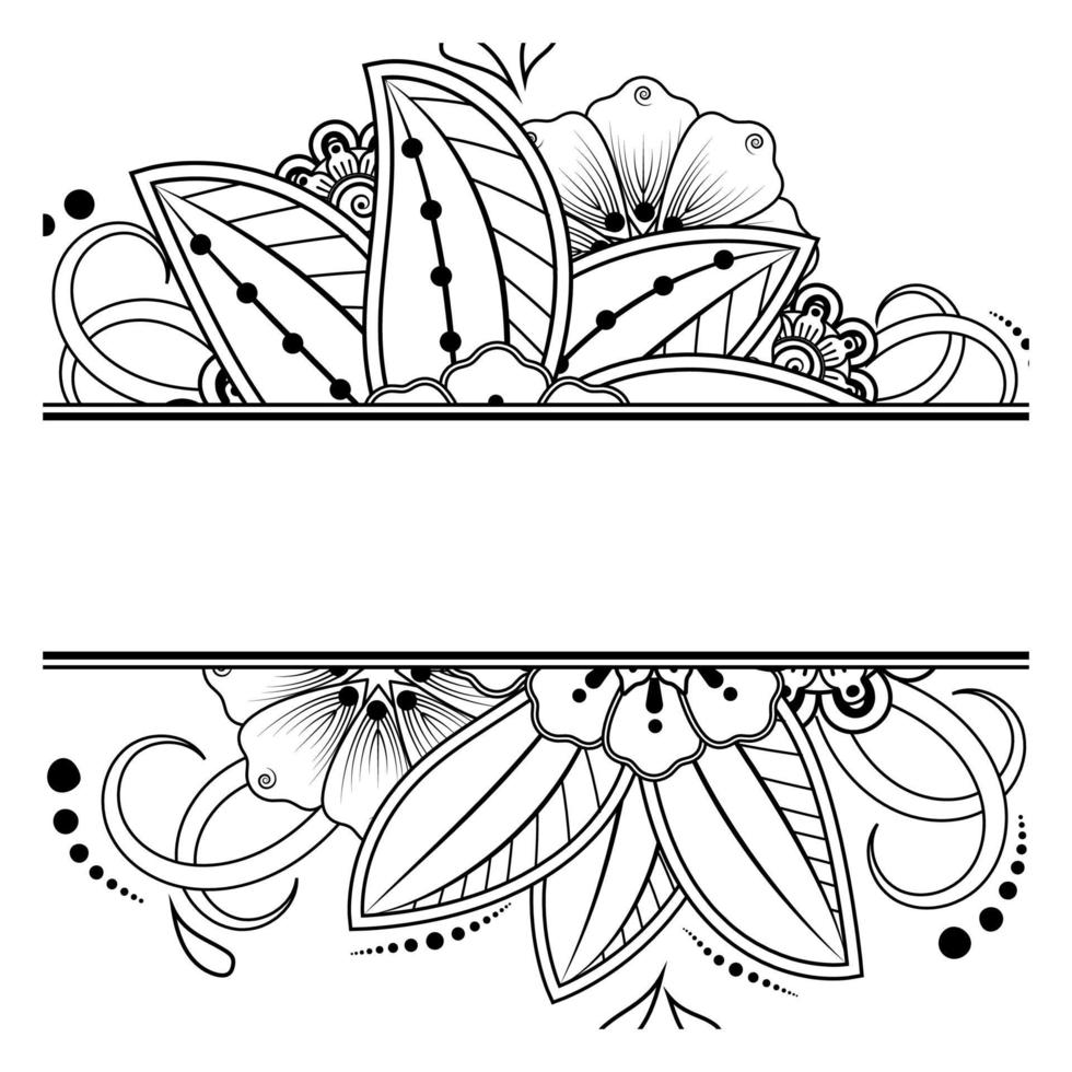 flor mehndi para henna, mehndi, tatuagem, decoração. ornamento decorativo em estilo oriental étnico, ornamento de doodle, desenho de mão de contorno. página do livro para colorir. vetor