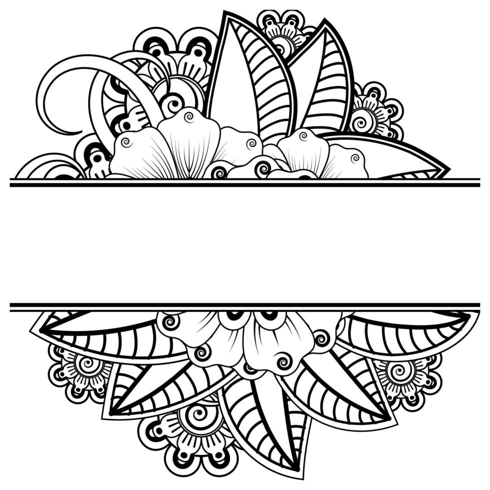 flor mehndi para henna, mehndi, tatuagem, decoração. ornamento decorativo em estilo oriental étnico, ornamento de doodle, desenho de mão de contorno. página do livro para colorir. vetor