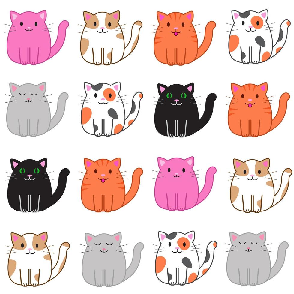 Vetores de Animais De Estimação Engraçados Em Um Fundo Branco Diferentes  Gatos De Desenho Animado Se Desmontaram Simples Ilustração Geométrica  Geométrica De Estilo Plano Para Decoração De Quartos Infantis Têxteis Papel  De