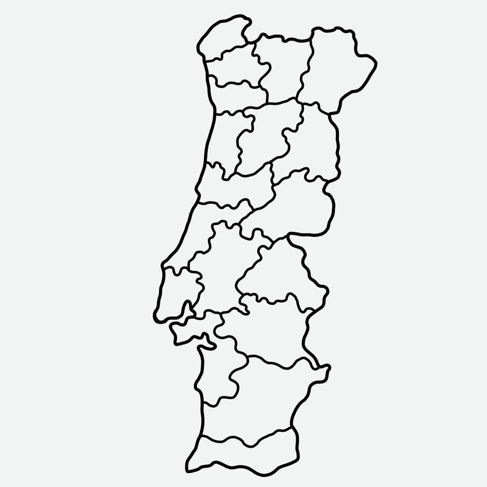 doodle desenho à mão livre do mapa de Portugal. vetor