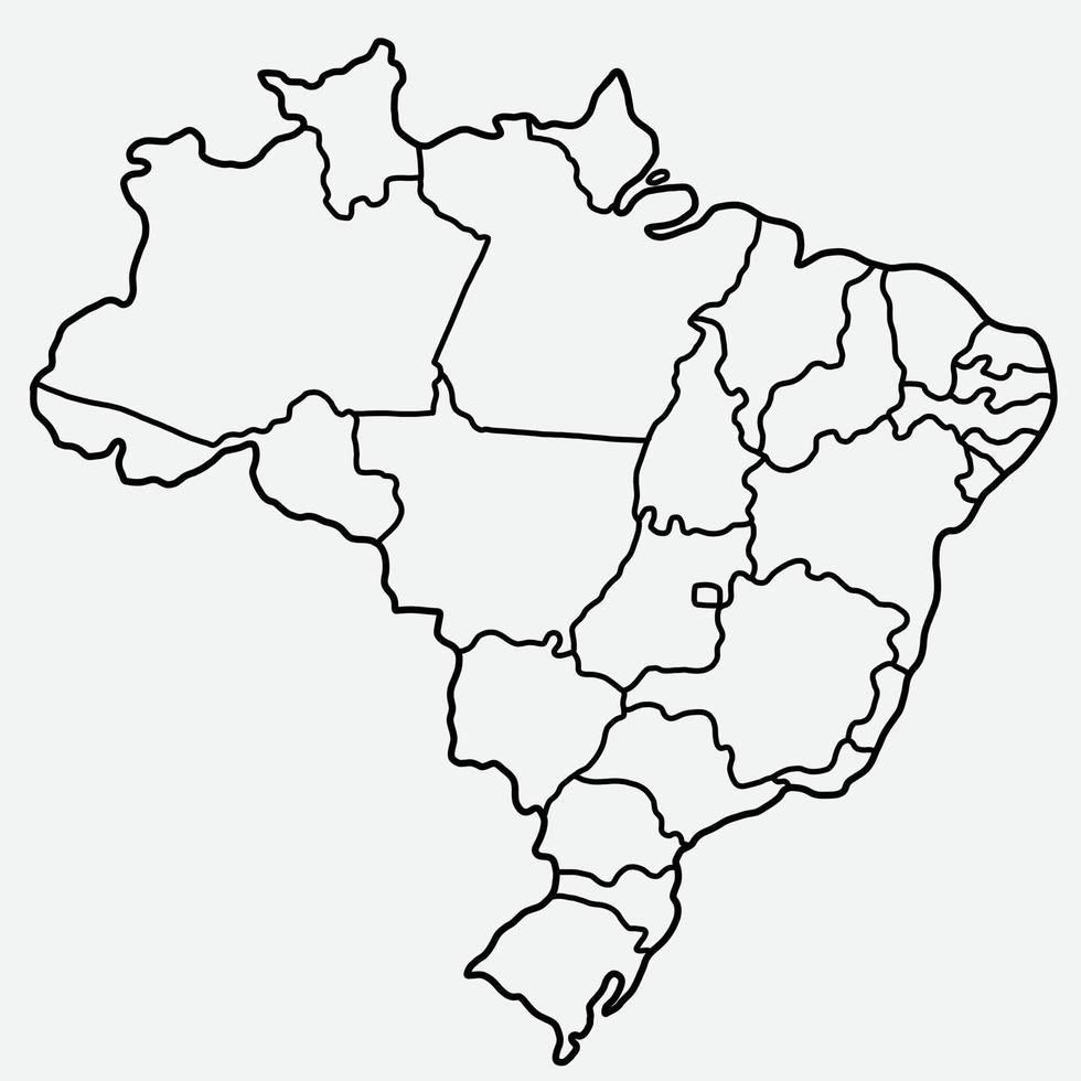 doodle desenho à mão livre do mapa do Brasil. vetor