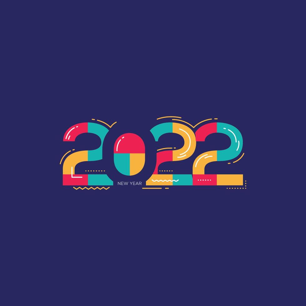 estilo de tipografia de letras de ano novo 2022 para cartão de felicitações vetor