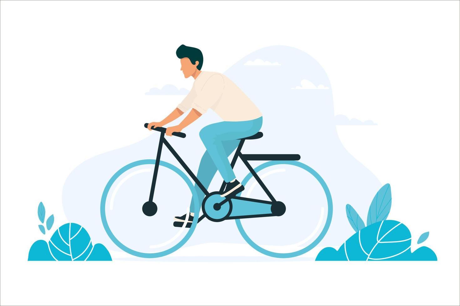 pessoa andando em desenho vetorial de arte em linha de ciclo de bicicleta em branco vetor