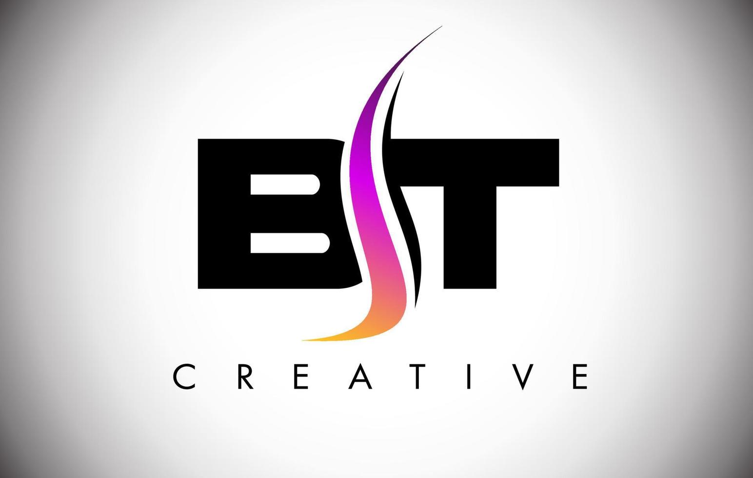 Design de logotipo de carta bt com shoosh criativo e aparência moderna vetor