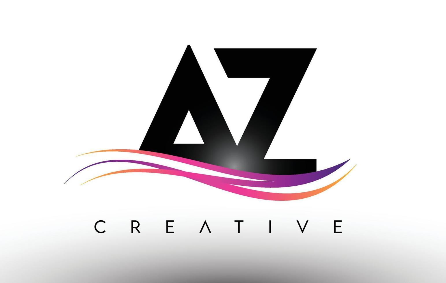 ícone de design de carta de logotipo az. letras az com linhas coloridas de swoosh criativos vetor
