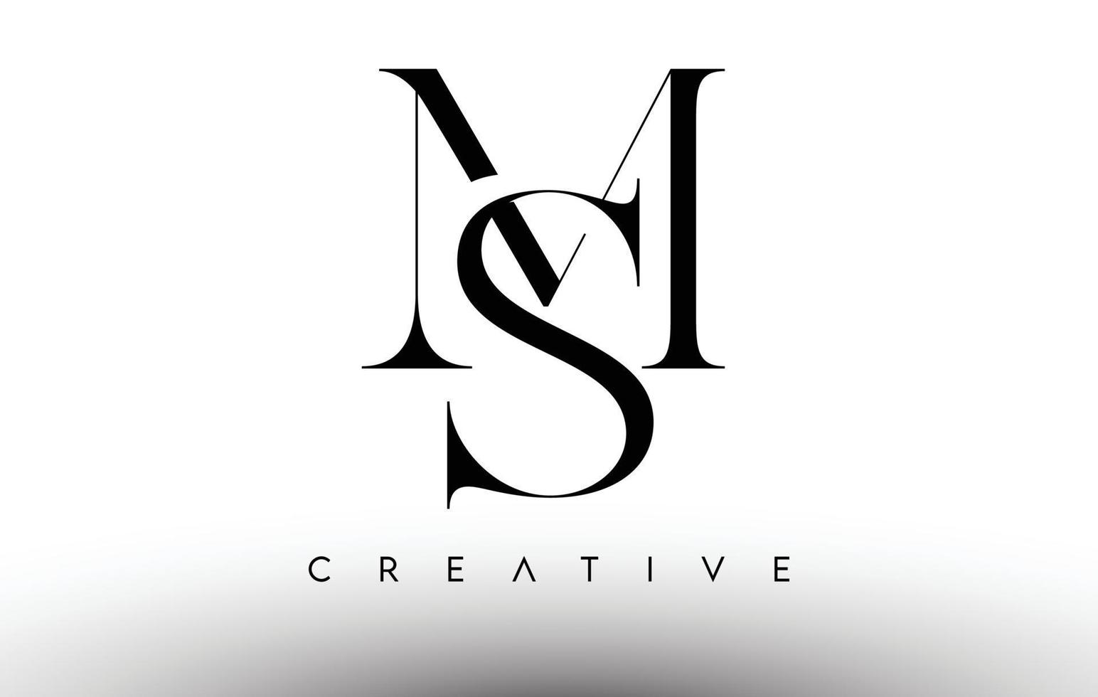 logotipo da letra ms minimalista serif moderno em preto e branco. sm vetor de ícone de design de logotipo criativo serif