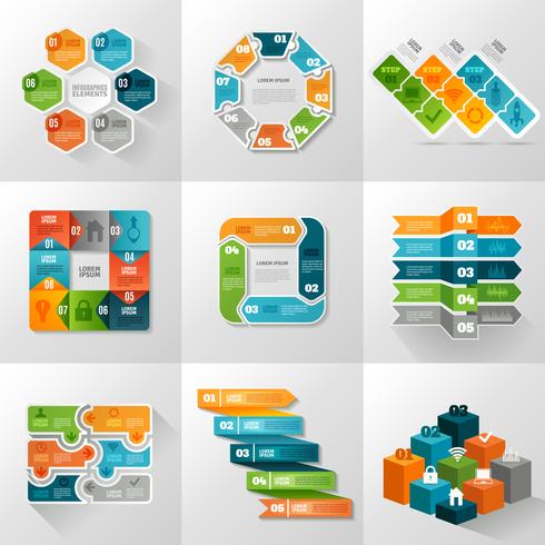 Conjunto de ícones de modelos de infográfico vetor