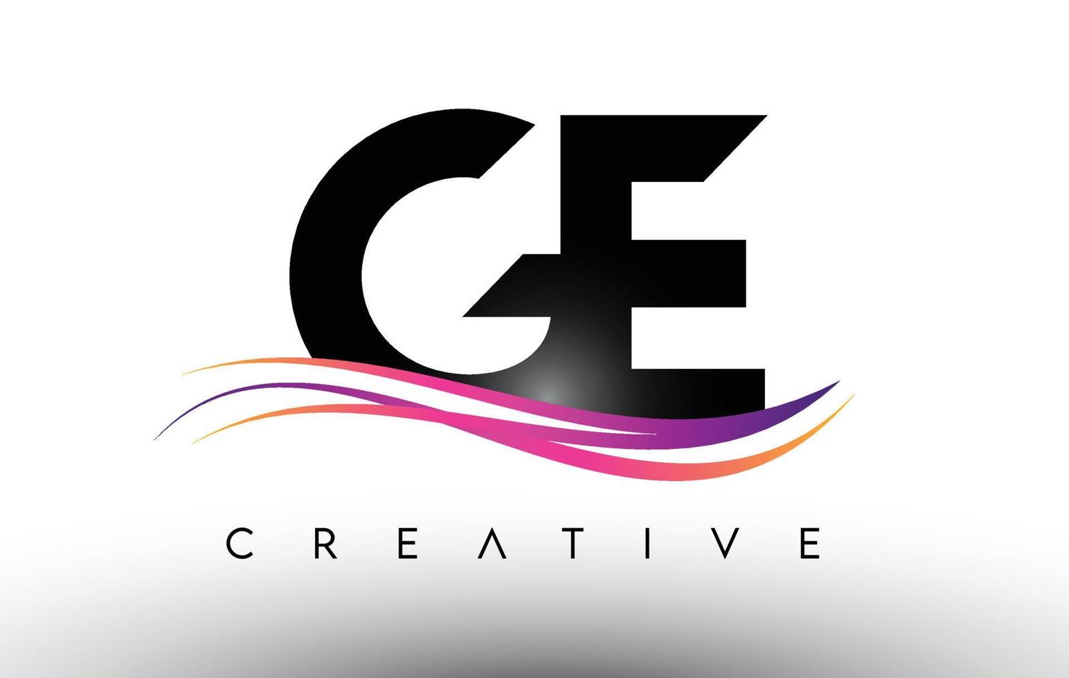 ícone de design de carta de logotipo de ge. letras ge com linhas coloridas e criativas de swoosh vetor