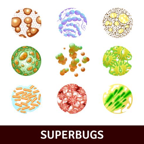Conjunto realista de superbugs vetor