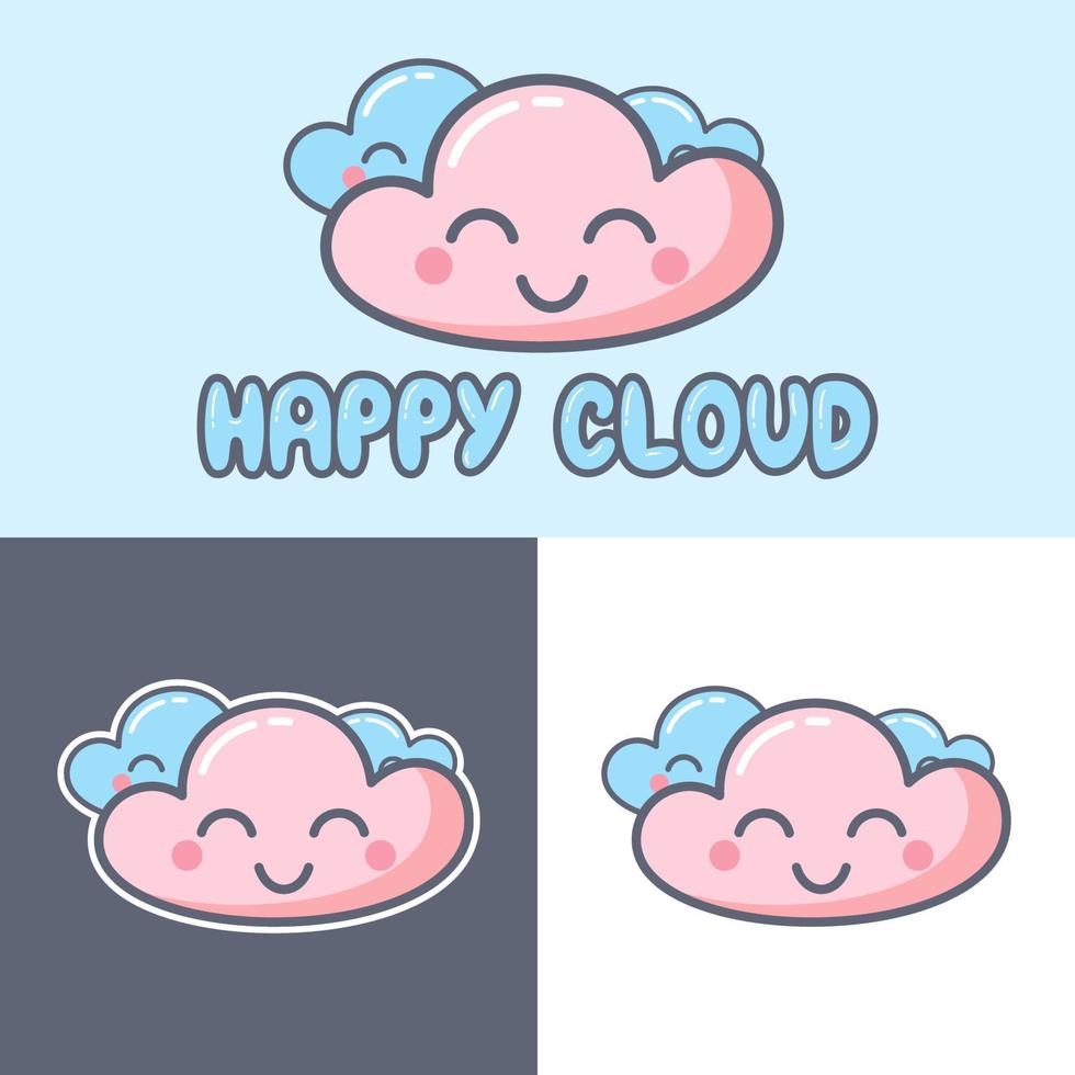 logotipo da nuvem feliz vetor