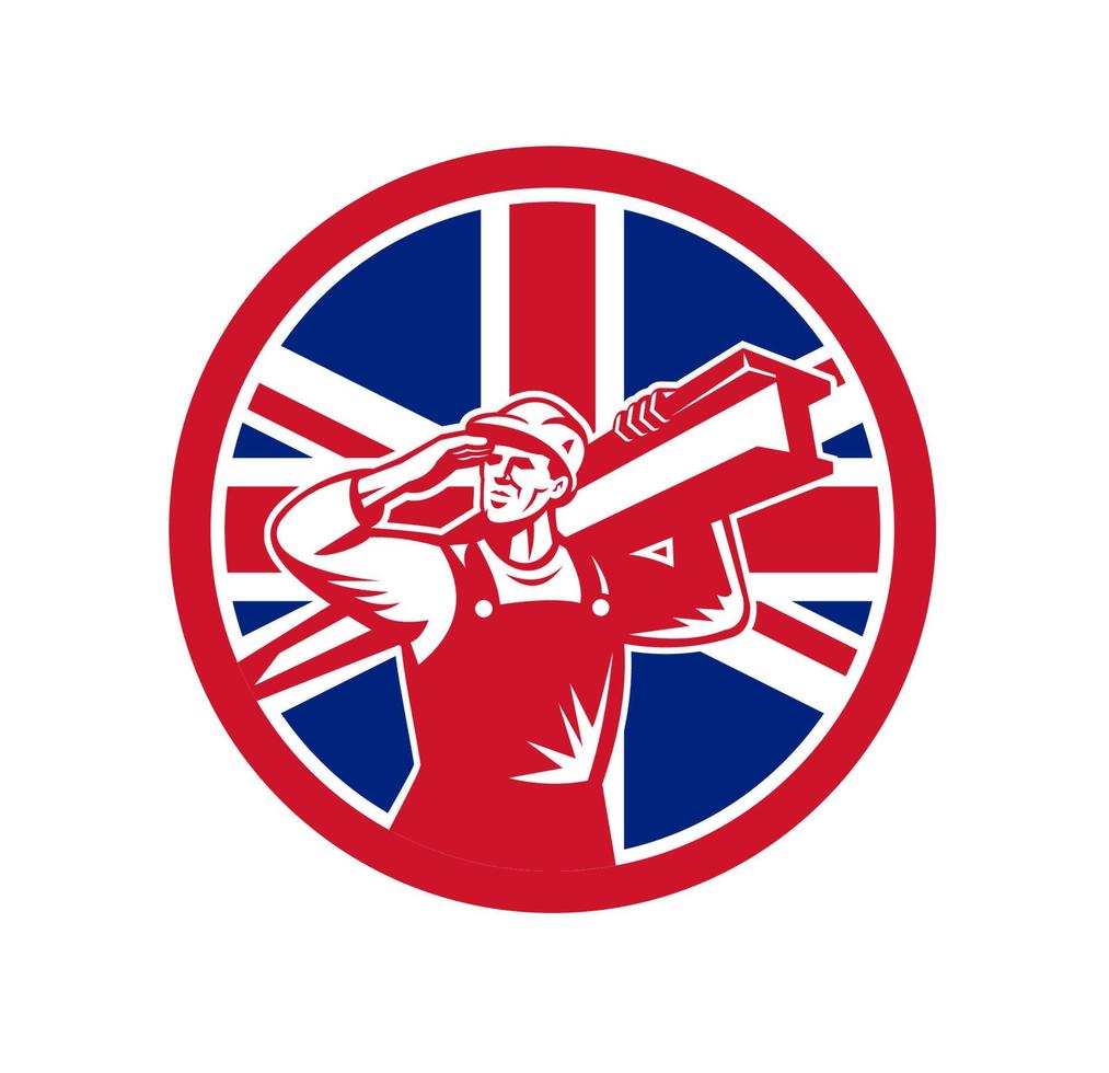 mascote do trabalhador da construção civil britânico estilo retro vetor