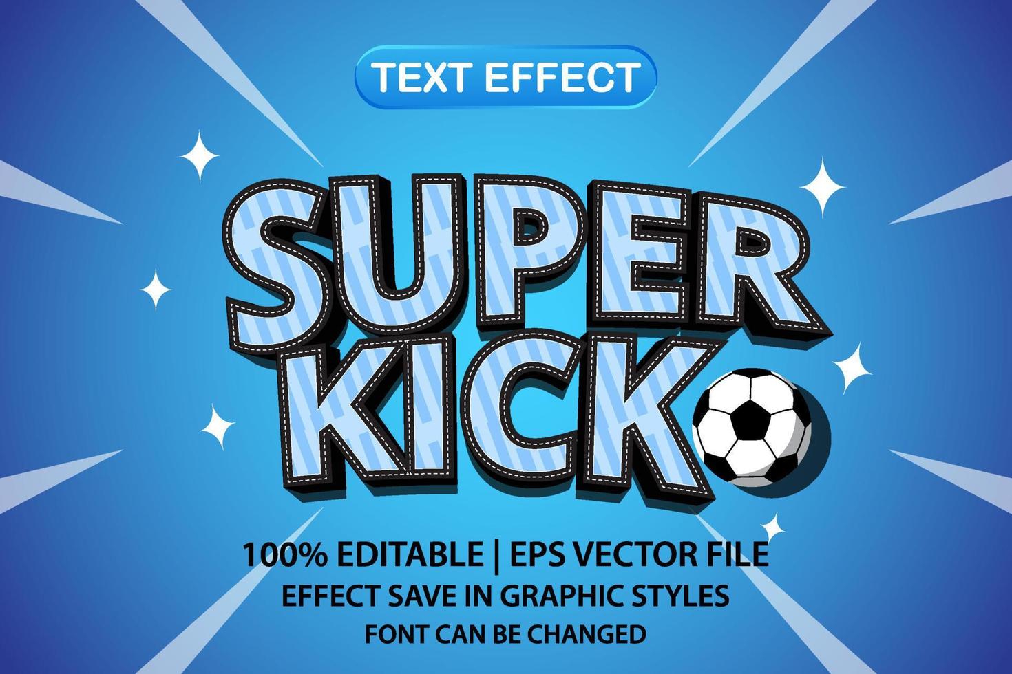 efeito de texto editável super kick 3d vetor