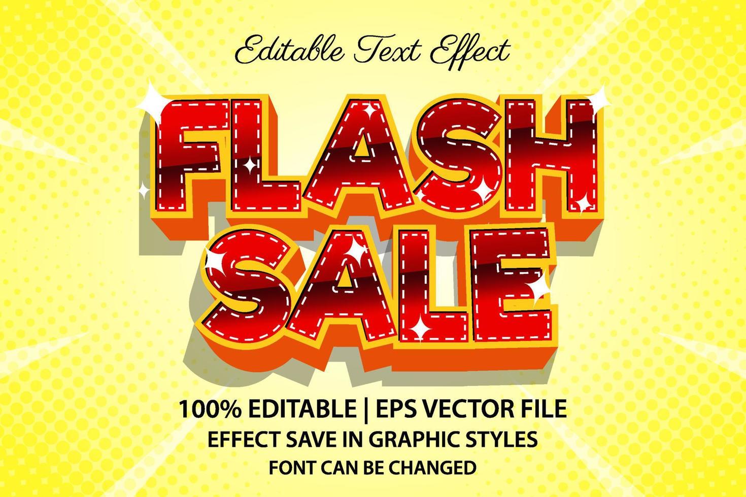 efeito de texto editável 3d de venda flash vetor