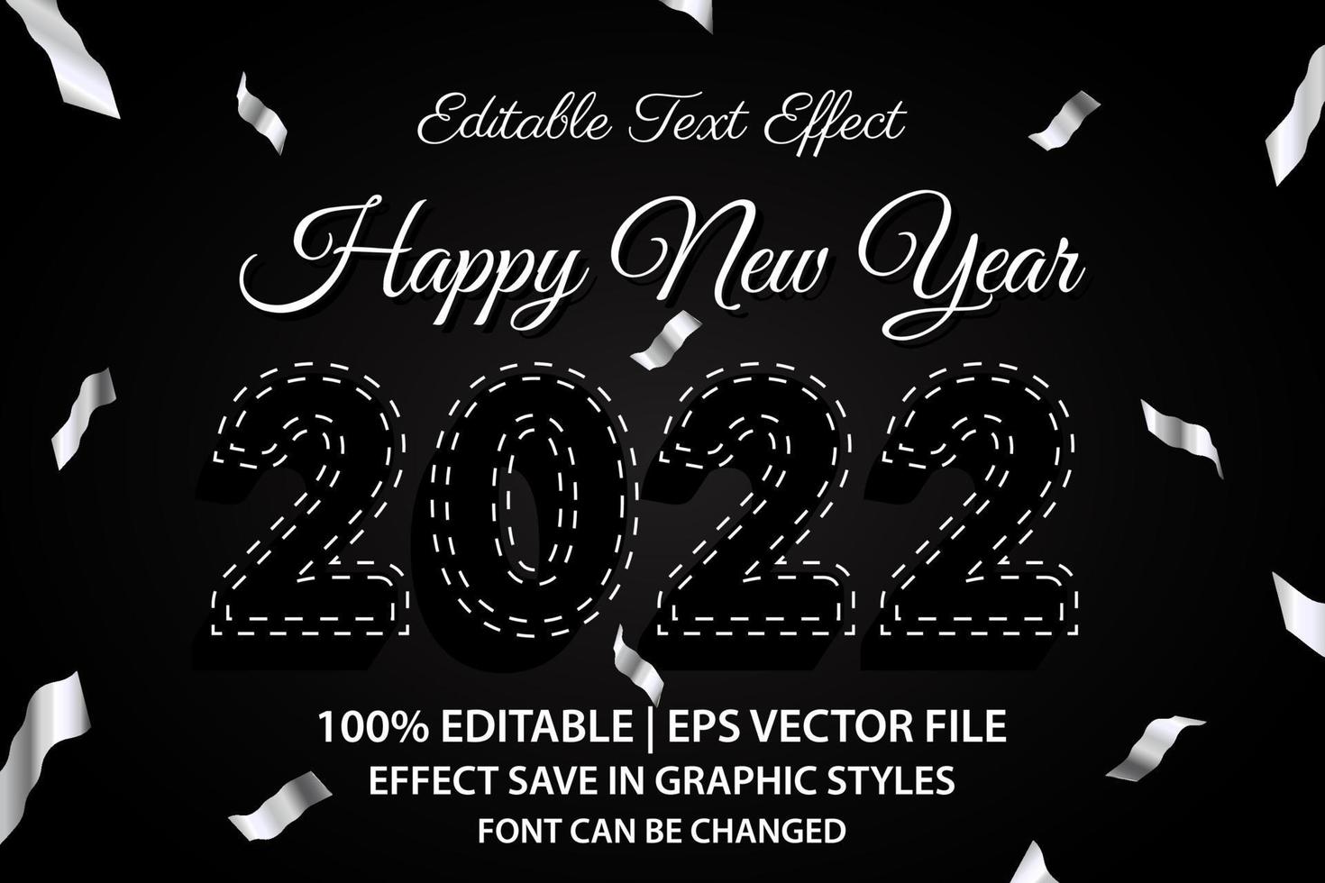 feliz ano novo 2022 efeito de texto editável estilo 3d vetor