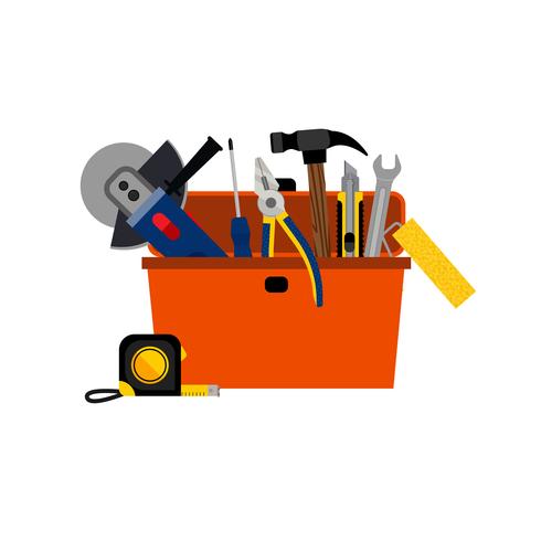 Caixa de ferramentas para reparo de casa DIY vetor