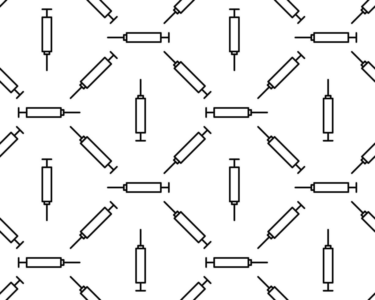 seringa ícone padrão sem emenda ilustração arte vetorial. ícone de contorno de seringa isolado no fundo branco vetor