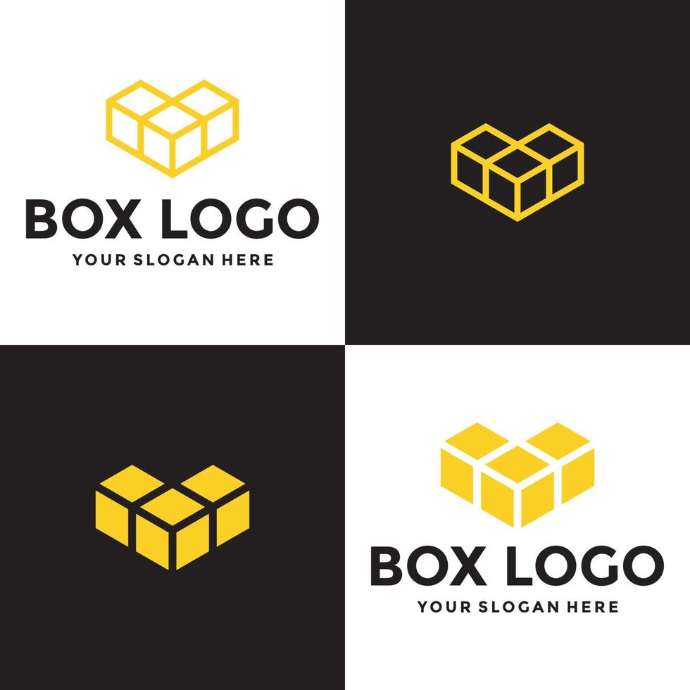 design de logotipo de caixa, distribuição de remessa de armazém, pagamento na entrega vetor