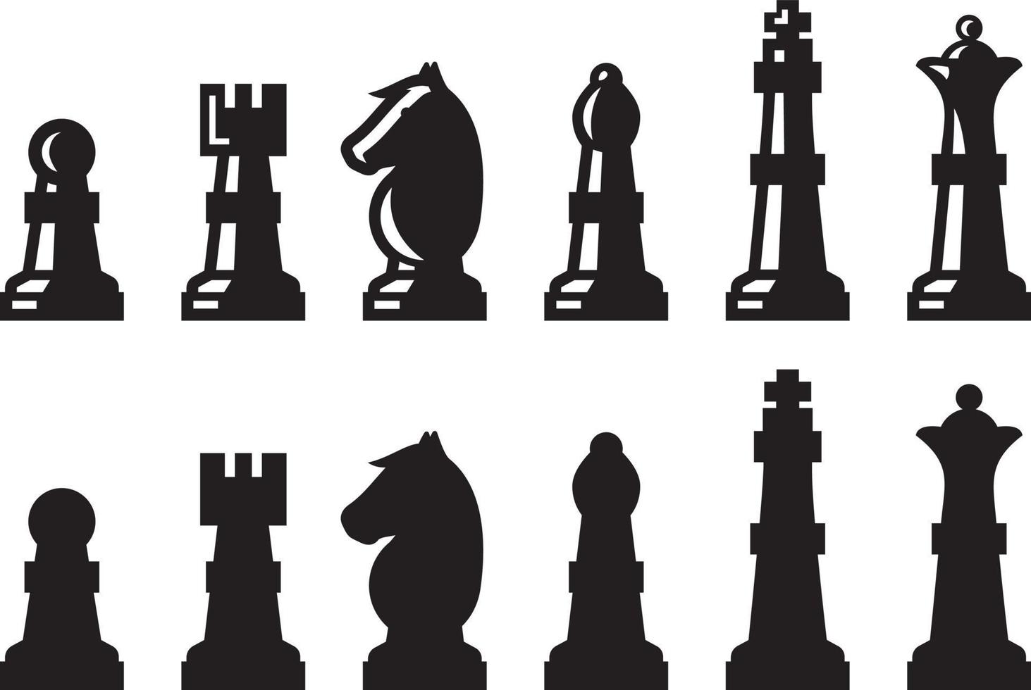 conjunto de silhuetas de figuras de xadrez vetor